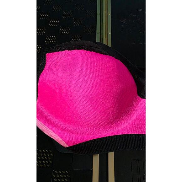 Victoria Secret VSX Incredible Sport Bra 36B Pink and black racerback athletic - Picture 6 of 7
